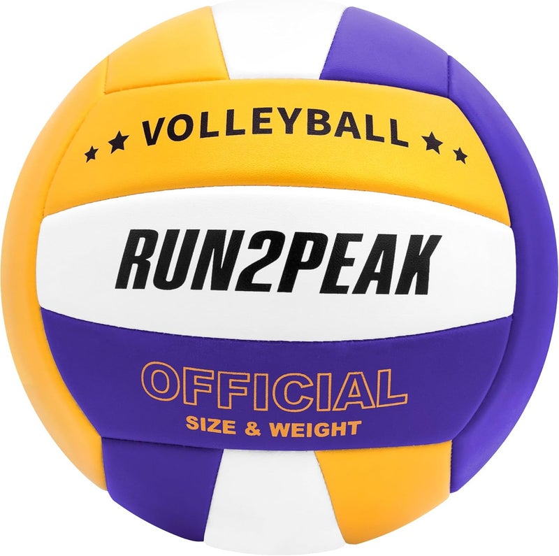 RUN2PEAK Soft Volleyball Ball Official Size 5 Volleyballs for Indoor Outdoor Beach Pool Game Play for Youth Teen Team Beginners Professional PU Leather Training Practice Volley Balls - Image 1